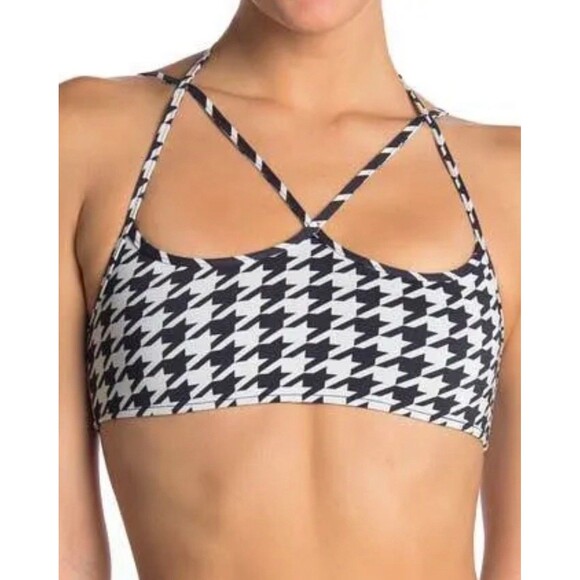 Frankies Bikinis Aleisha In Houndstooth Print Halter Bikini Top Sz XS New - Picture 1 of 6